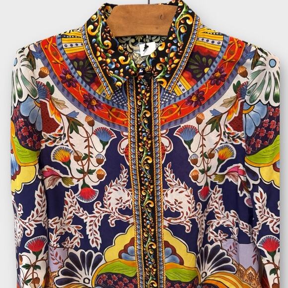 Alice + Olivia Willa Placket Top Size Small - Picture 7 of 15